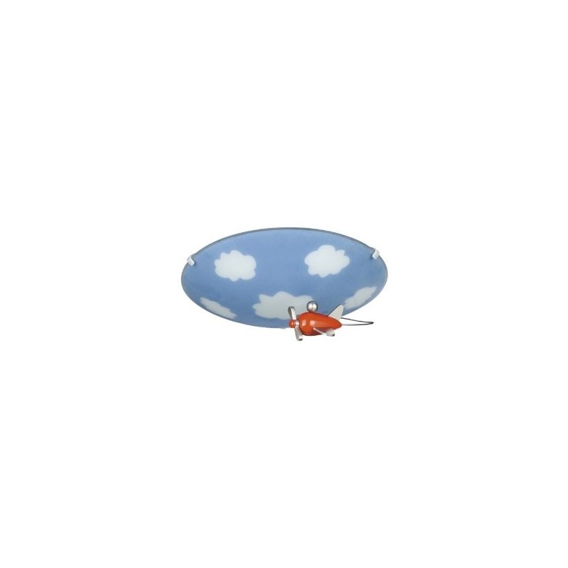 Kico Sky Flush with Aeroplane Ceiling Light Multi Colour - Children's