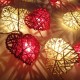 Red and White Heart Rattan LED Fairy Lights By Flowerglow 