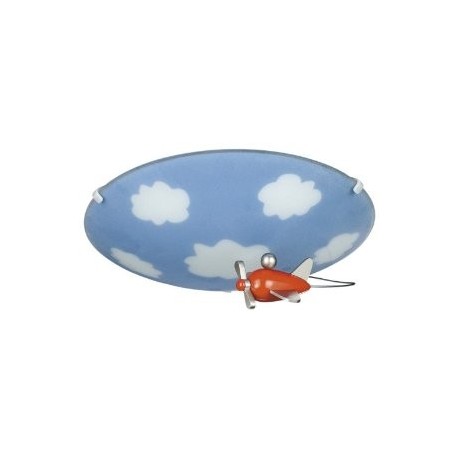Kico Sky Flush with Aeroplane Ceiling Light Multi Colour - Children's
